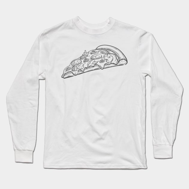 Fresh Pizza Detailed Sketch Long Sleeve T-Shirt by InkyArt
